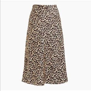 J Crew Pull-on leopard print bias midi skirt